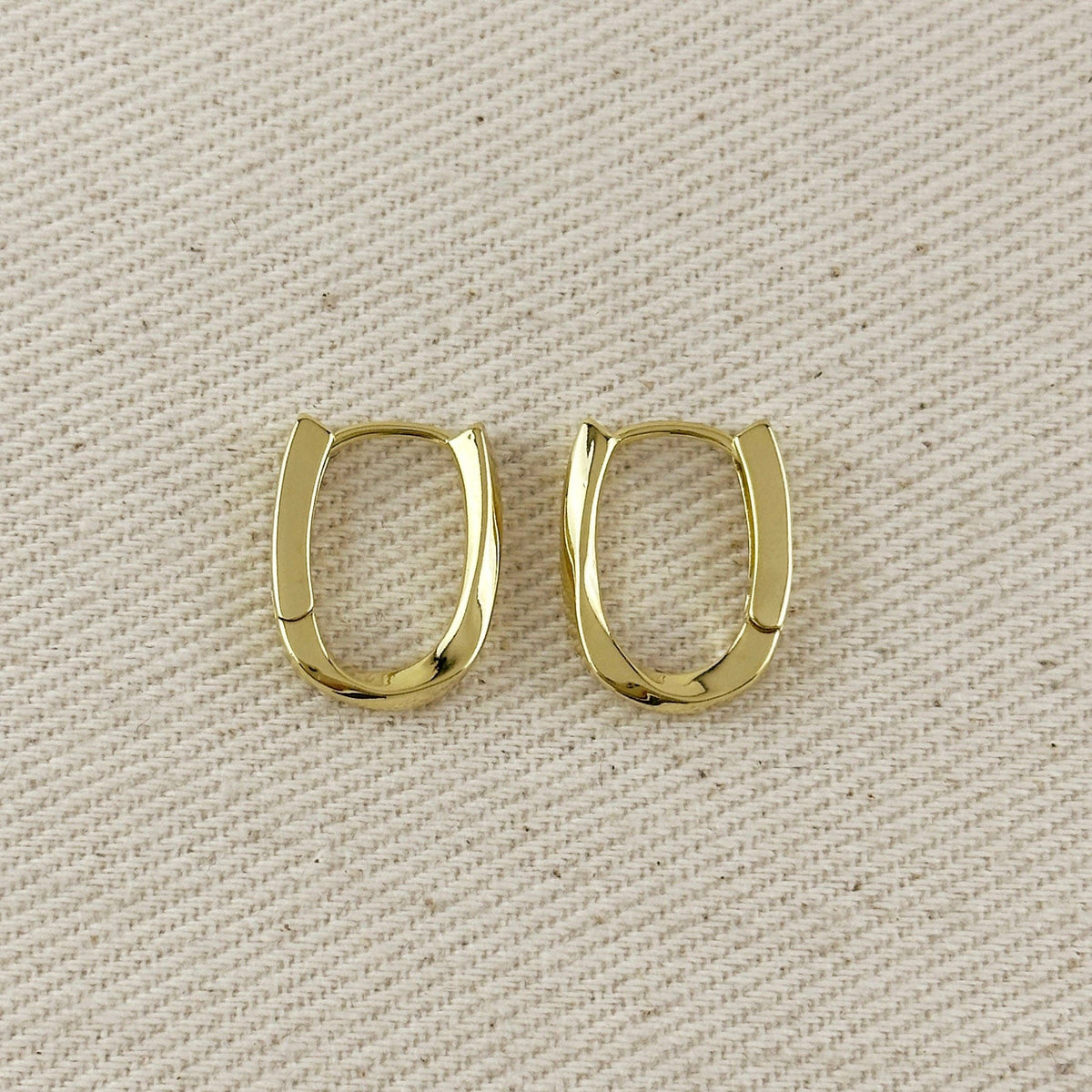 Gold Filled Twist Oblong Hoop Earrings