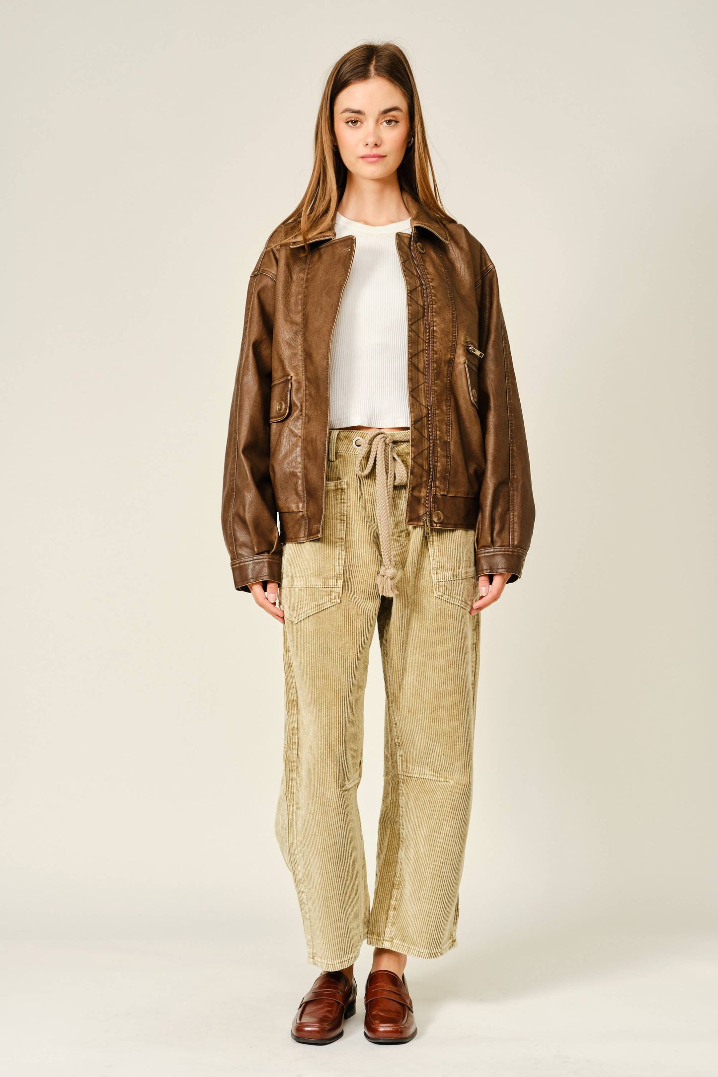 Corduroy Barrel Leg Pants