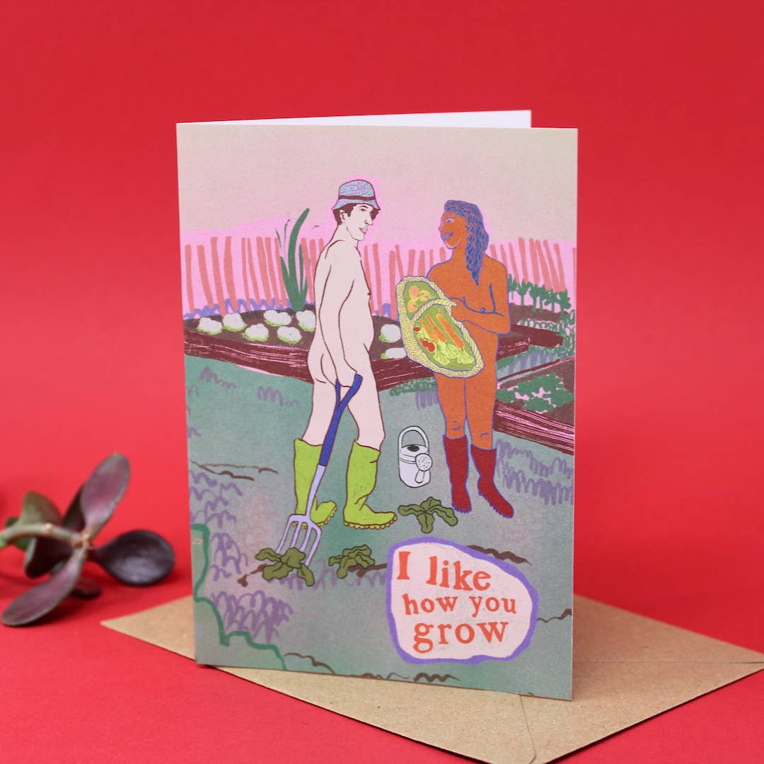 Naked Gardener A6 Greetings Card