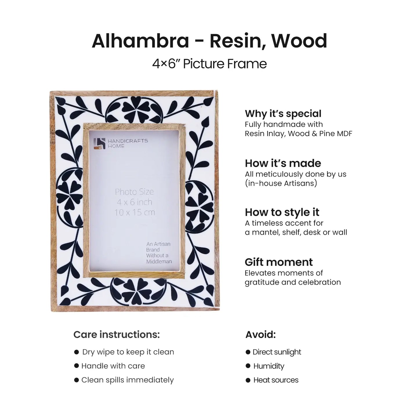 Alhambra Resin Inlay & Wood Picture Frame