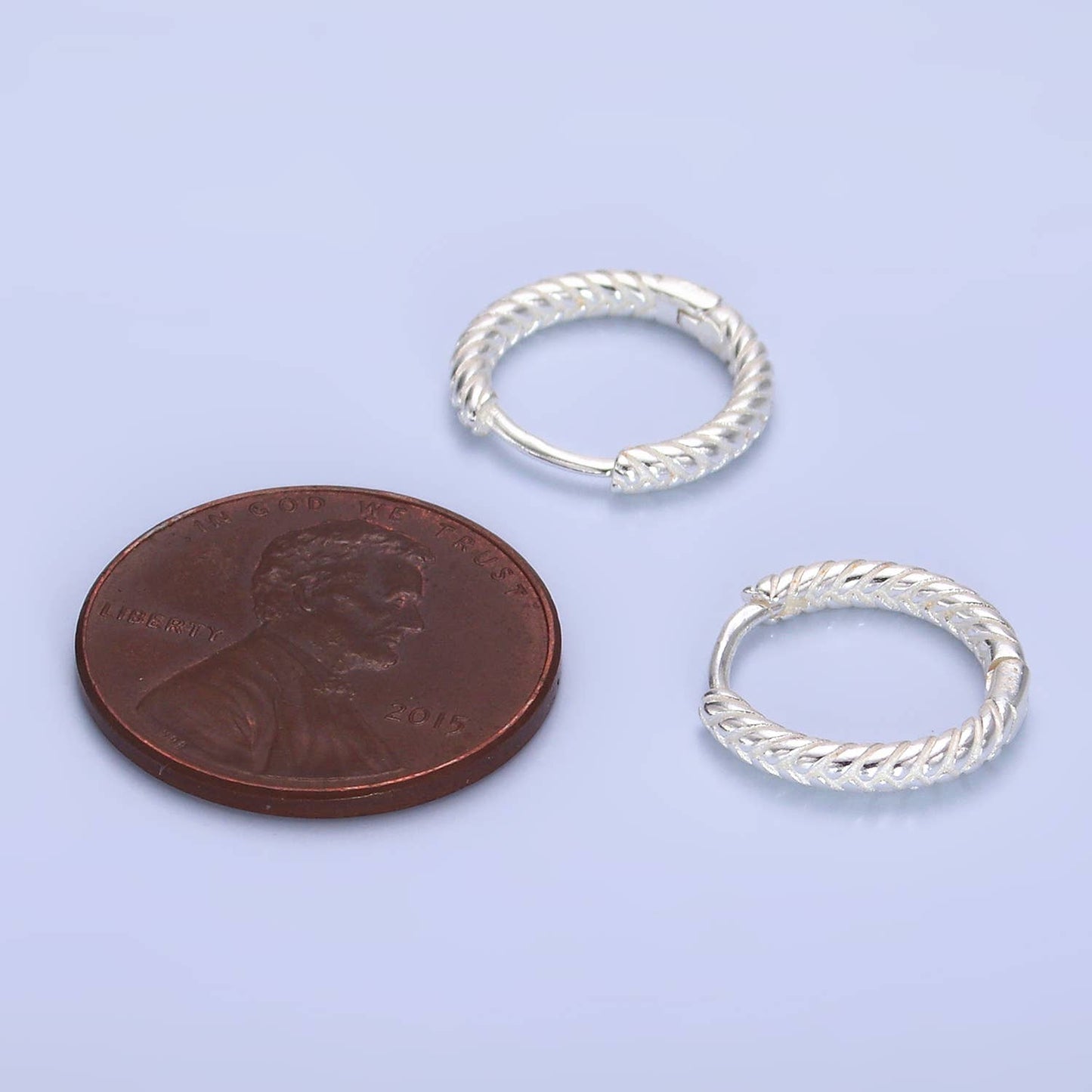 Sterling Silver Textured Hoop Earrings