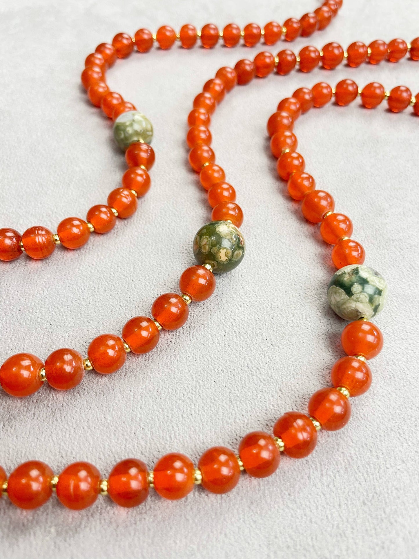 Vintage Rhyolite Orange Beaded Necklace