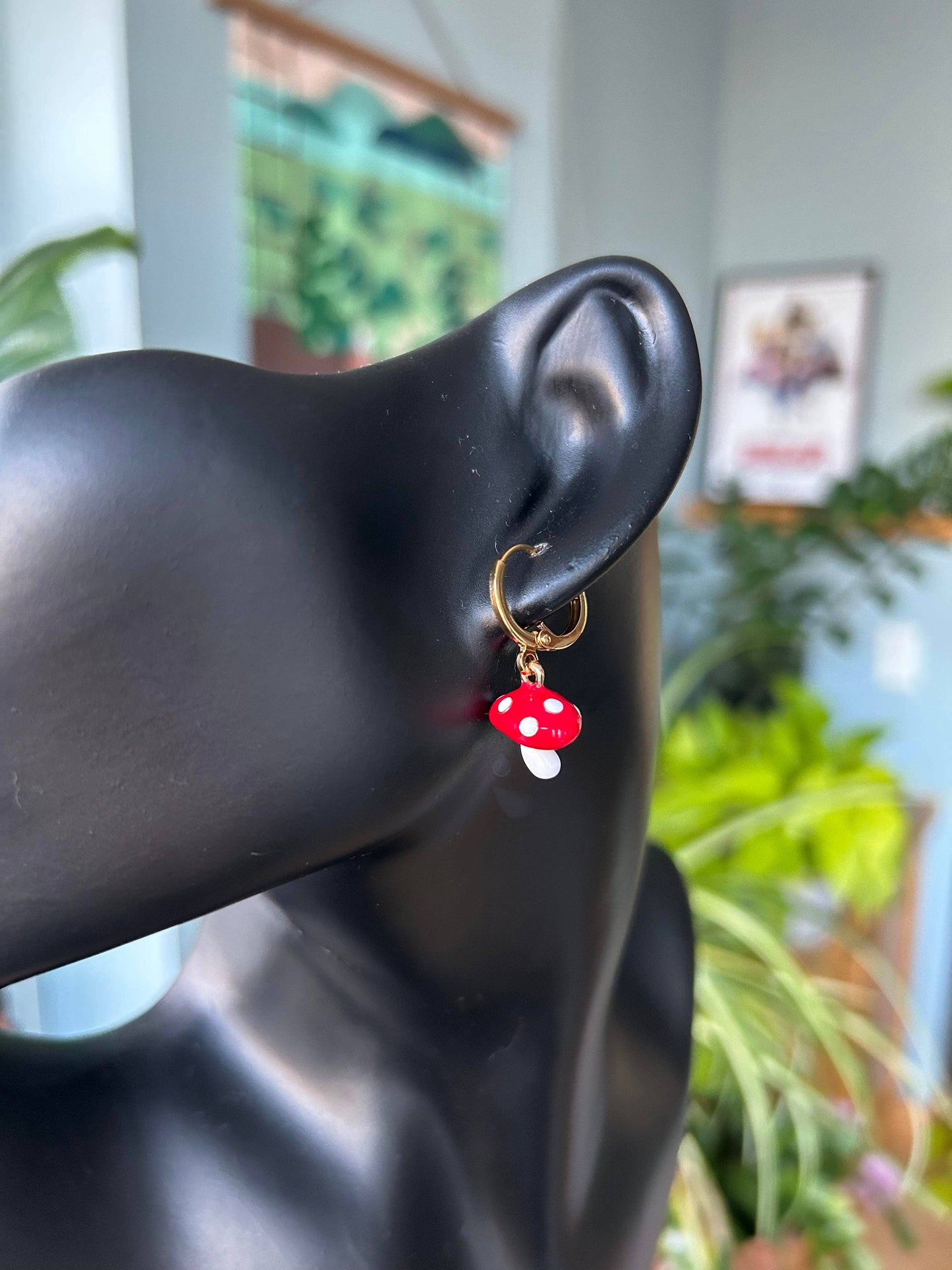 Dainty Mushroom Dangle Earrings