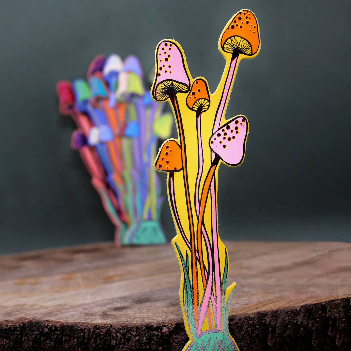 Leather Mushroom Foiled Bookmark