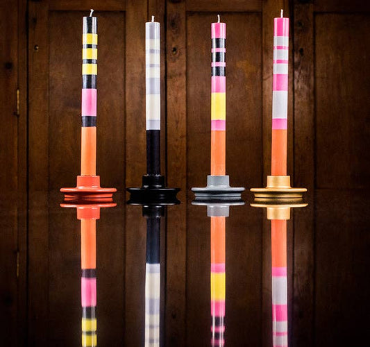 Orange, Pink, Blue Stripe Candle Stick
