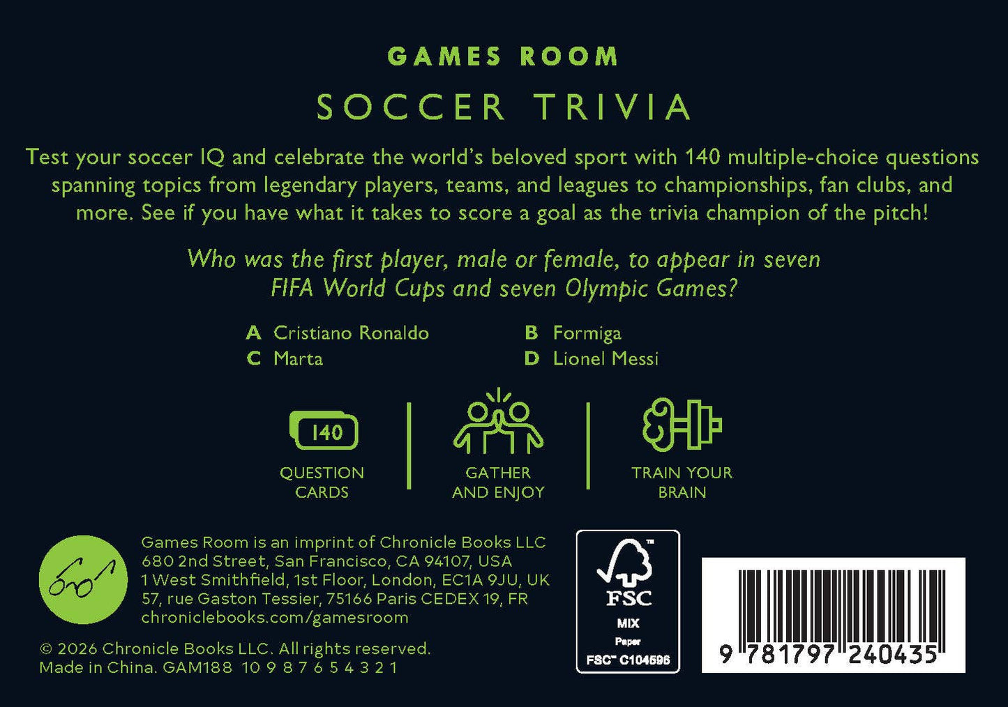 Soccer Trivia Game Card Set and Football Quiz