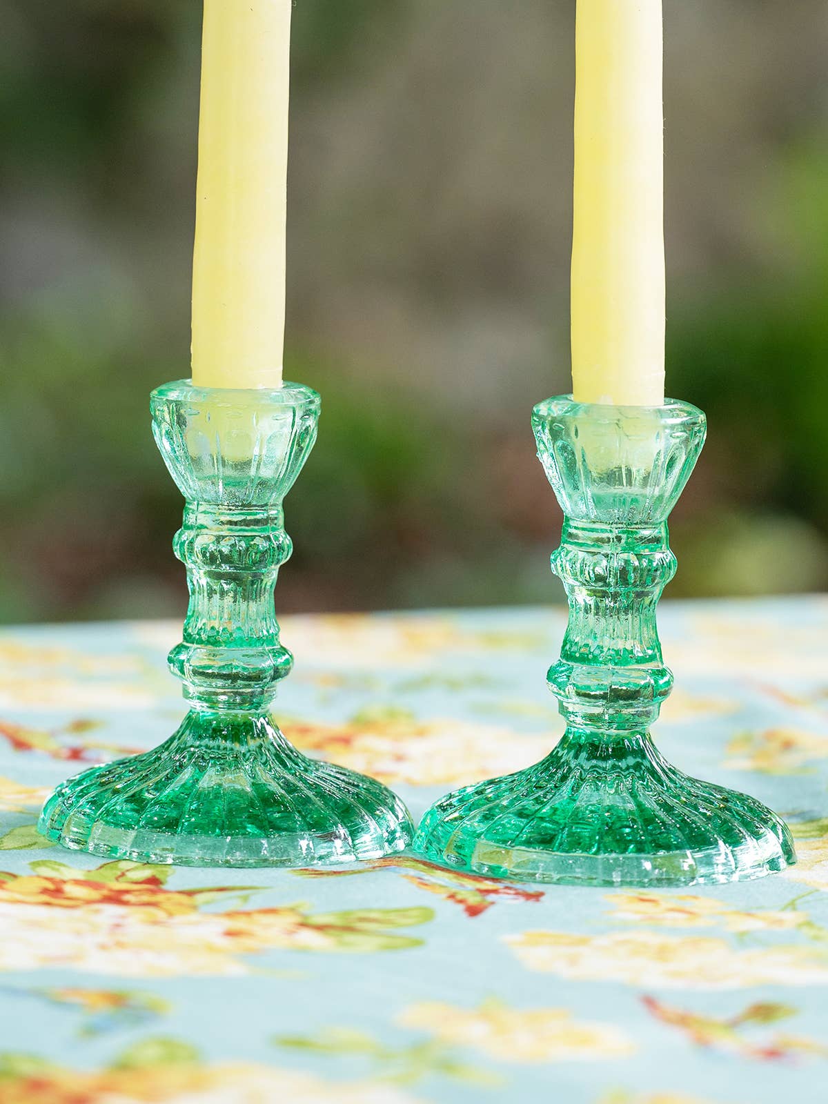 Hand Blown Green Candlestick