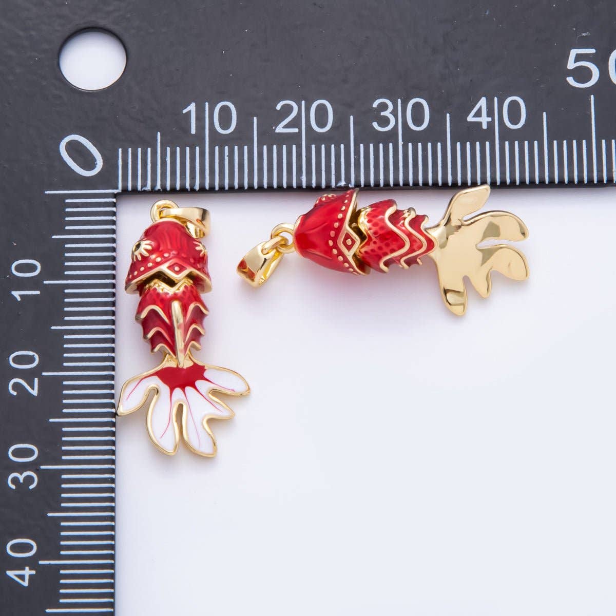 Koi Fish Enamel Pendant Necklace, 18K Gold Filled