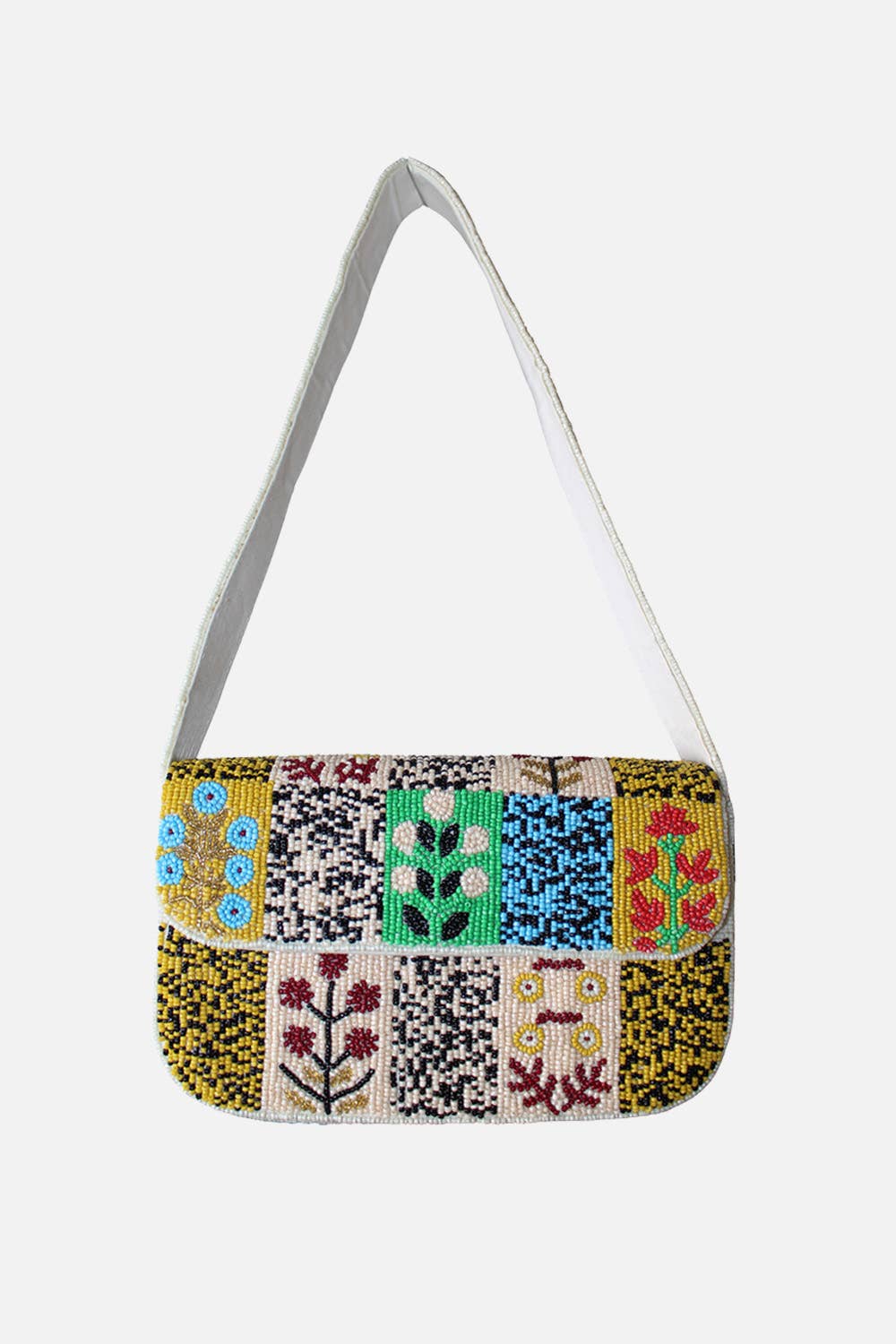 Western Floral Pattern Beaded Shoulder Bag