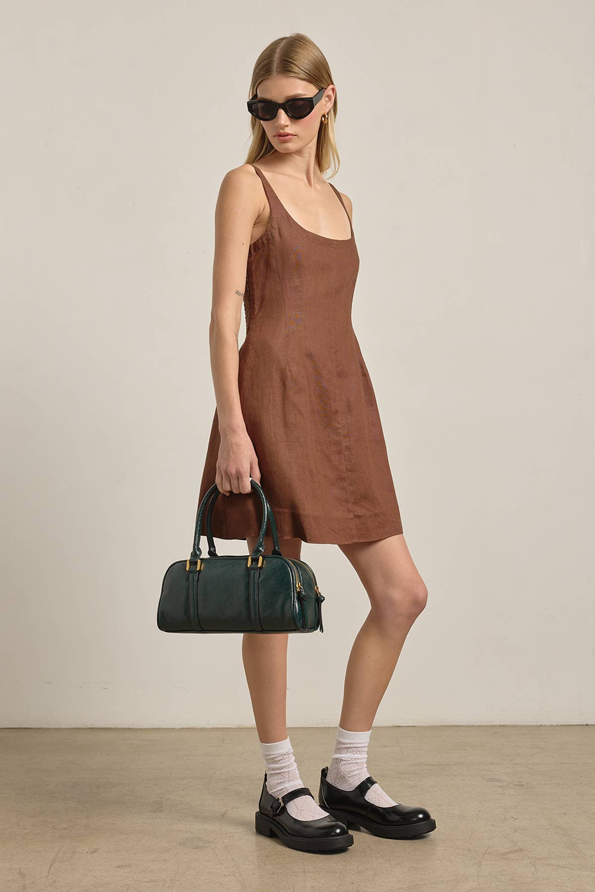 Linen Square Neck Mini Dress