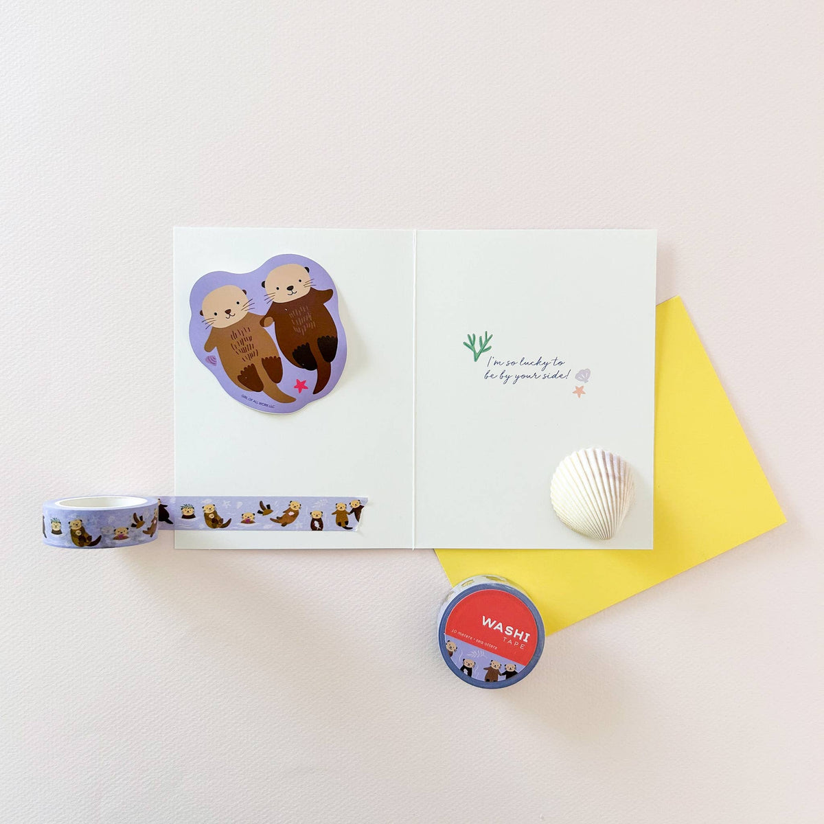 Sea Otters Holding Hands Vinyl Sticker