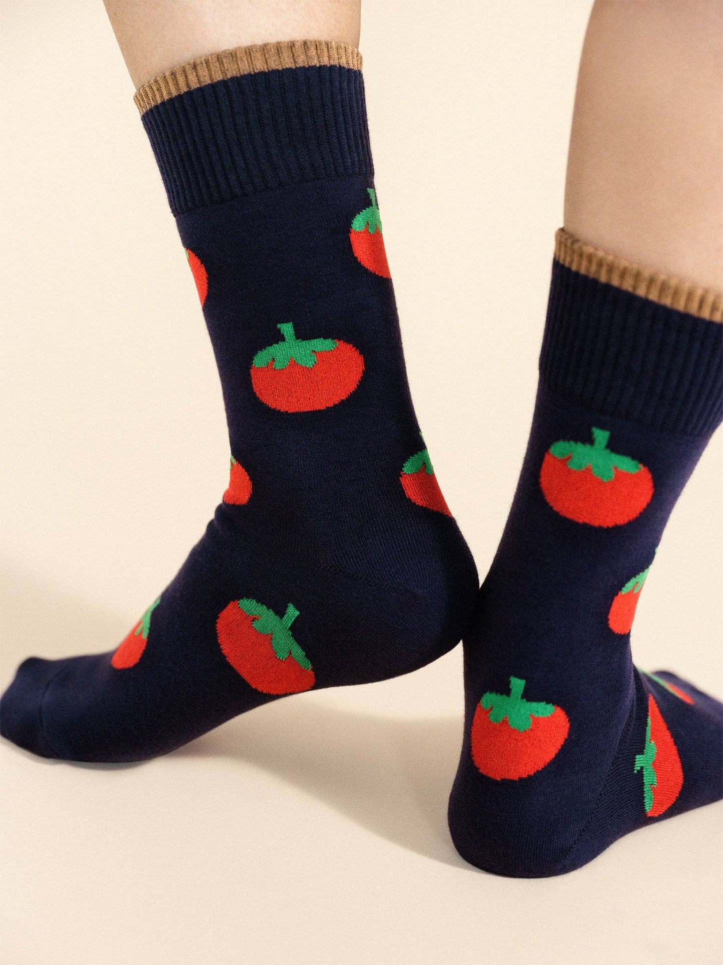 Tomato Ribbed Cuff Crew Socks