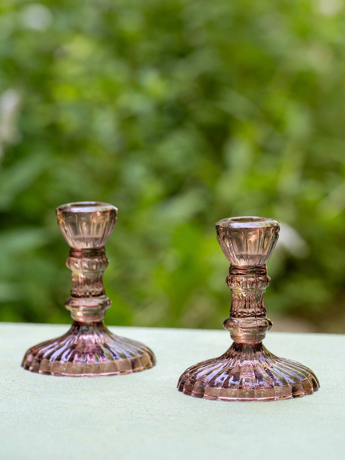 Hand Blown Plum Candlestick