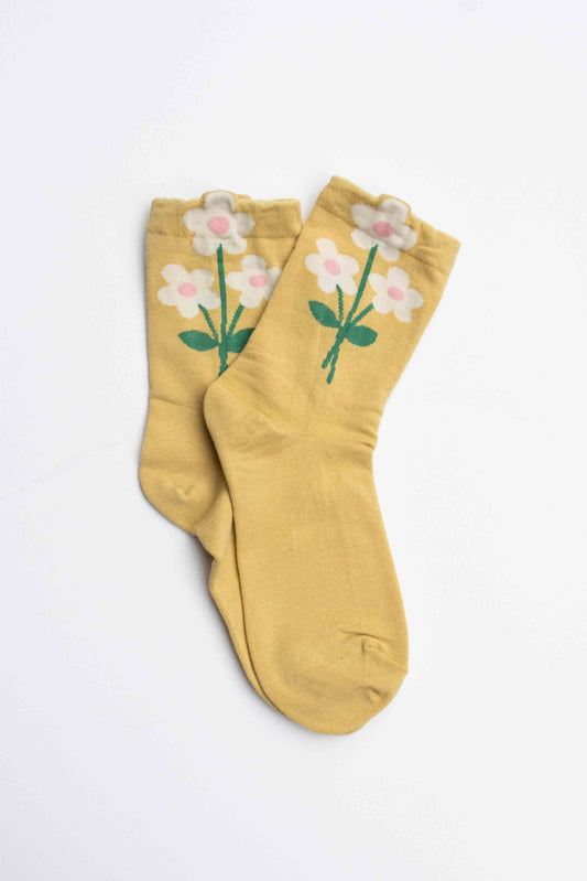 Retro Bloom Cotton Blend Socks
