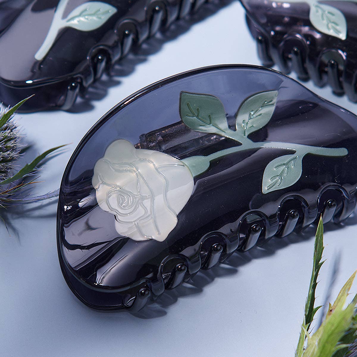 Blue Rose Hair Claw