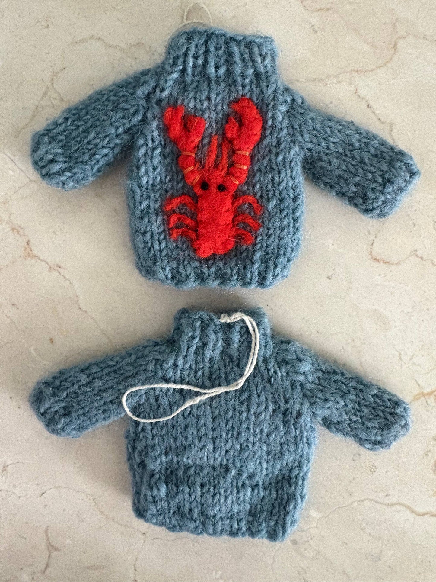 Hand Knit "Lobster" Sweater ornament