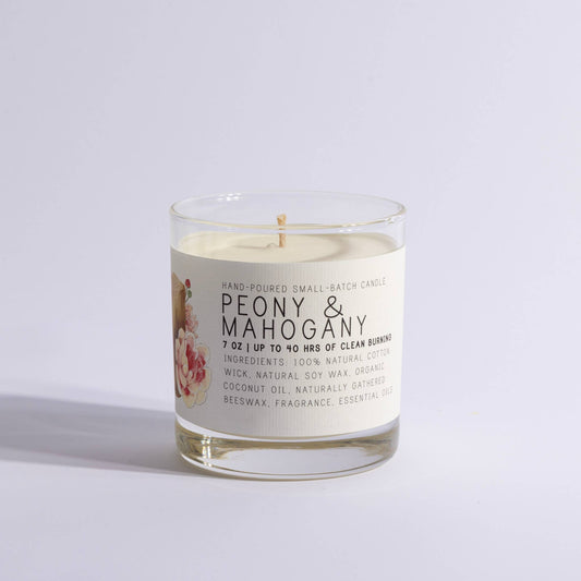 Peony & Mahogany - Medium Glass - Just Bee Candle