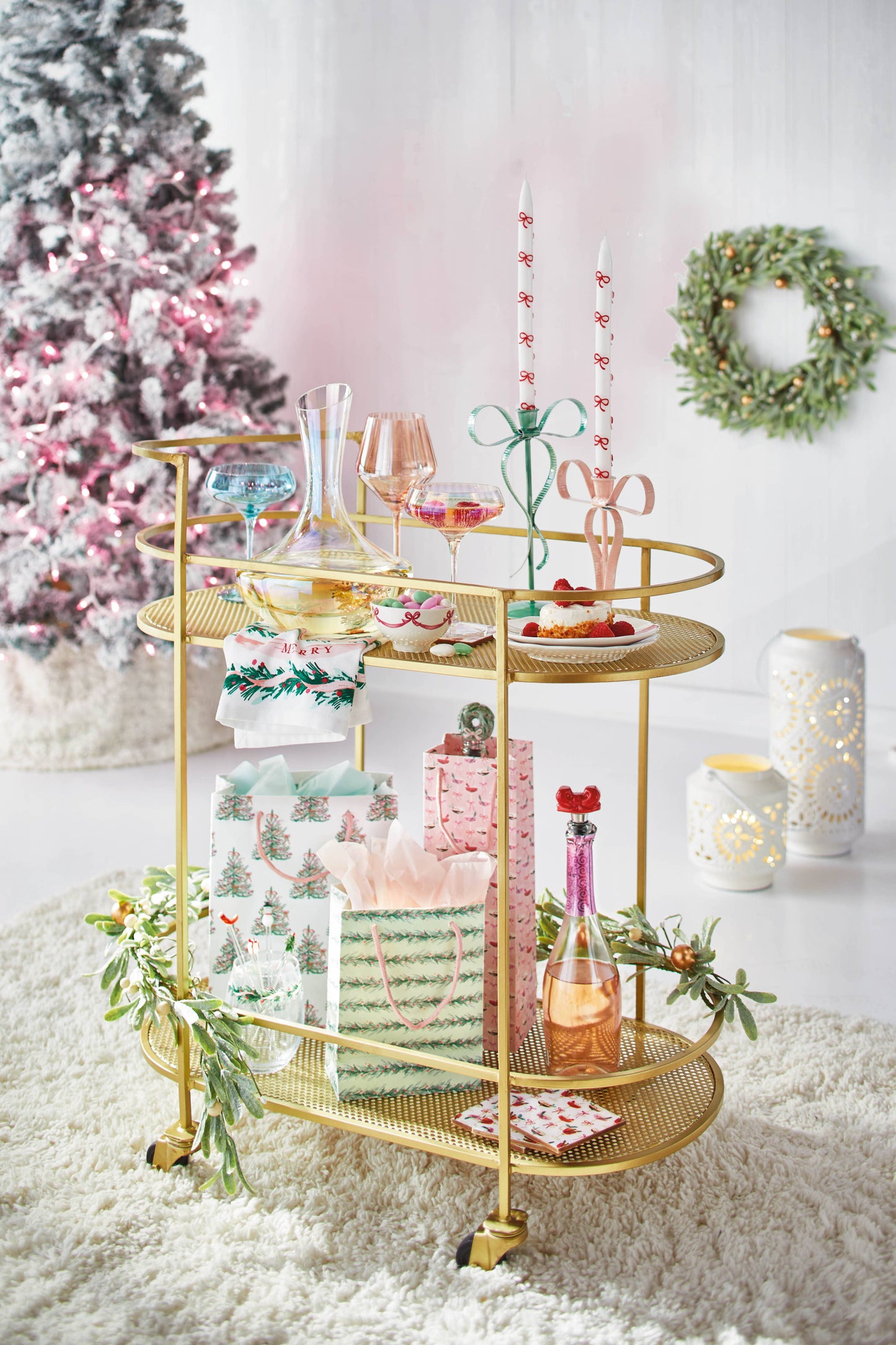 Very Merry Bow Taper Candle Holder