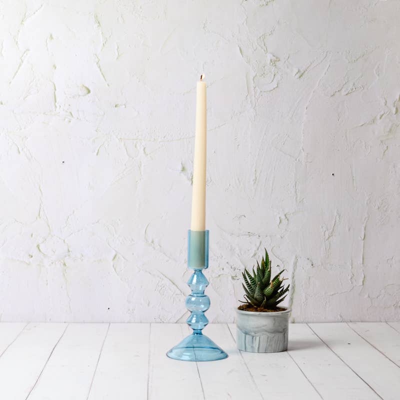 Wisteria Blue Glass Candleholder