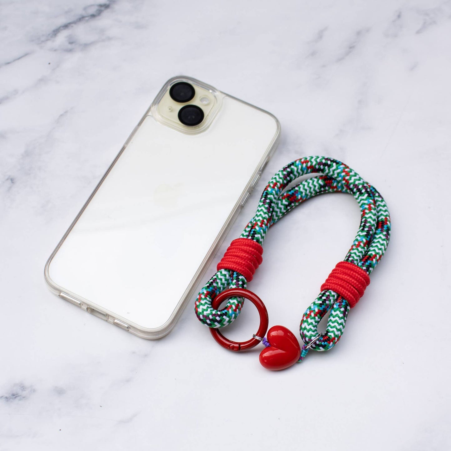 Rope Style Keychain with Heart Charm