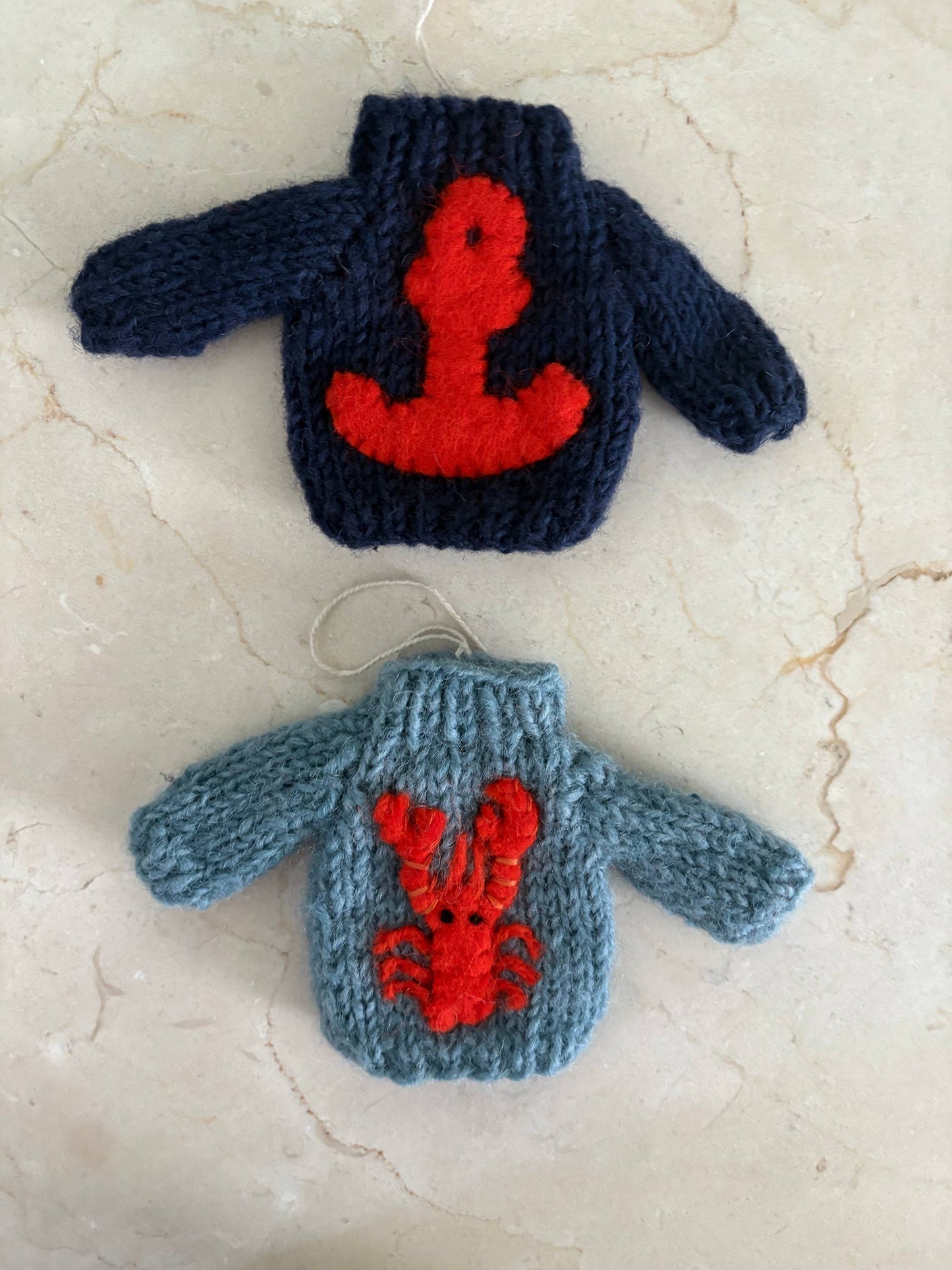 Hand Knit "Lobster" Sweater ornament