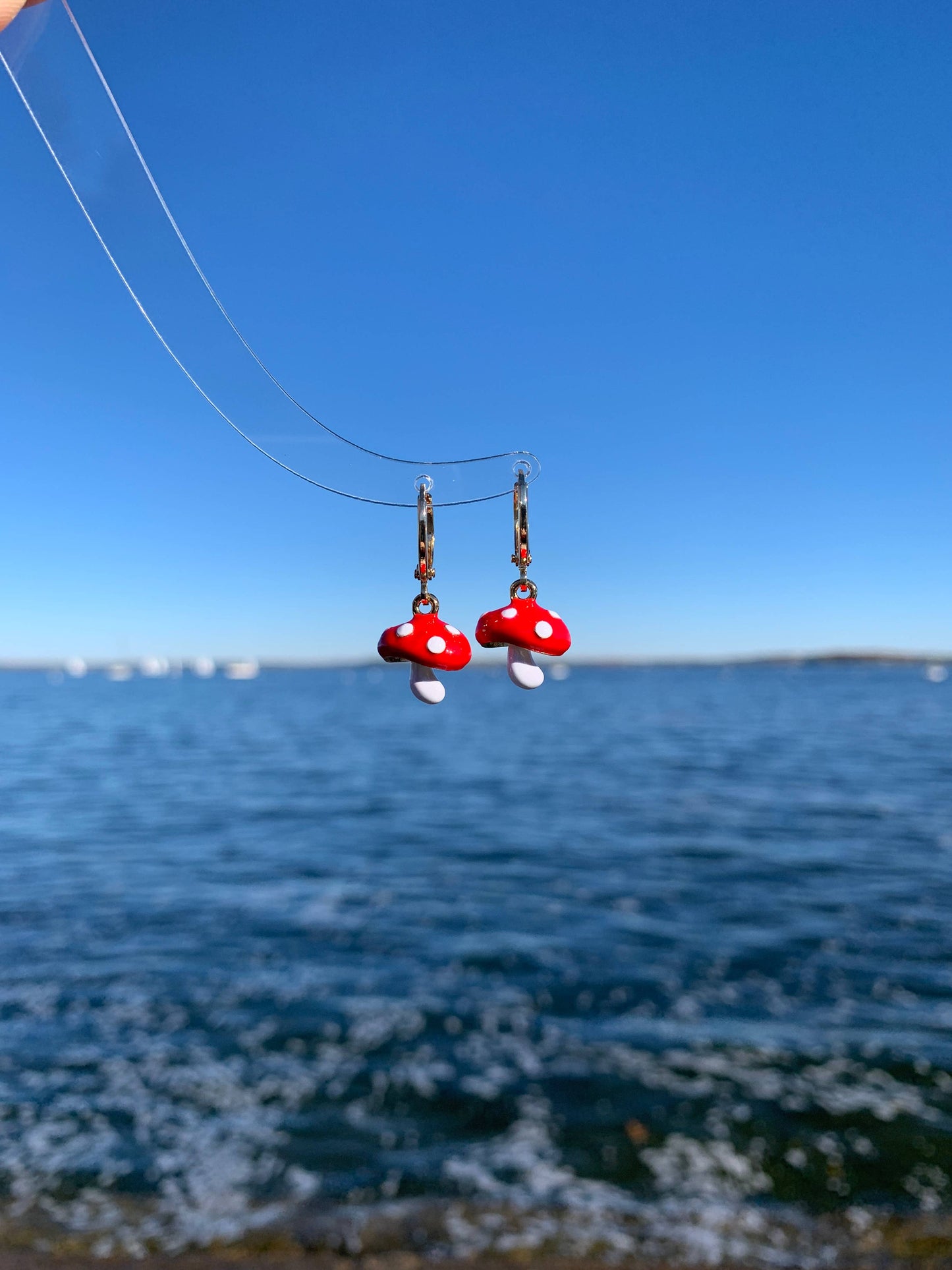Dainty Mushroom Dangle Earrings
