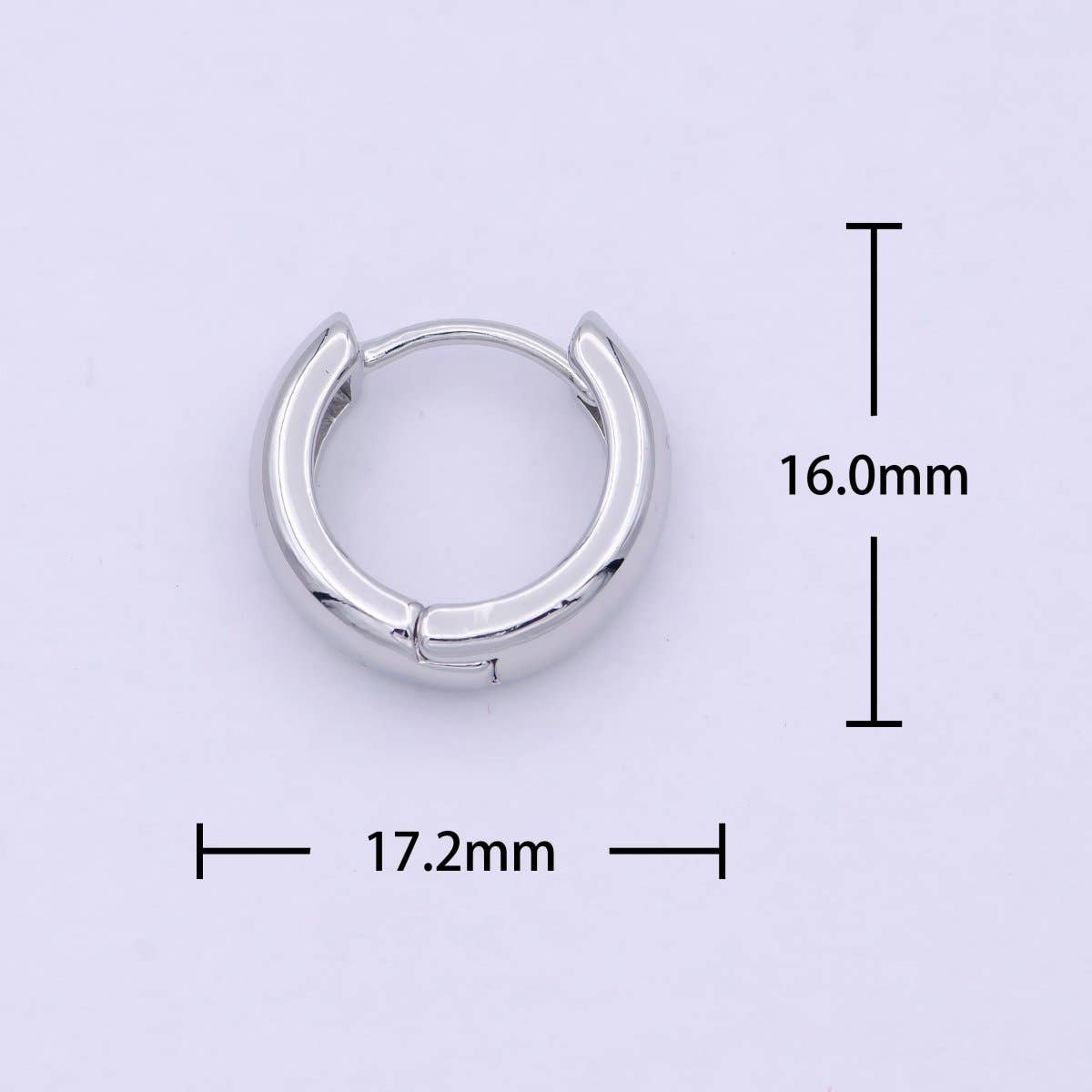 Rhodium Plated Huggie Hoop Earrings