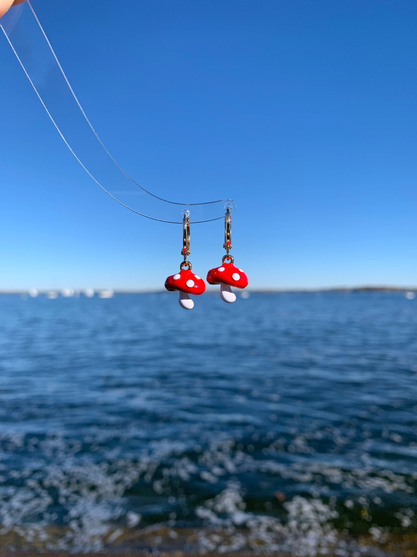 Dainty Mushroom Dangle Earrings