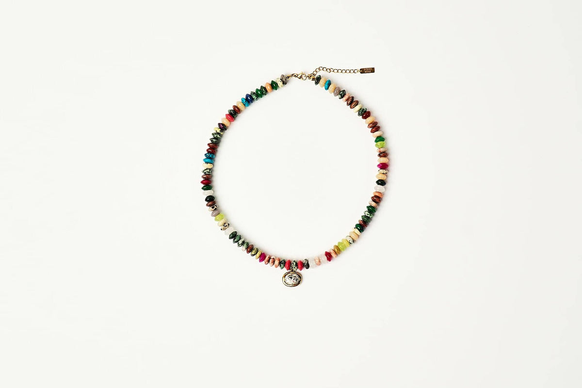 Leddie Mixed Gemstone Charm Necklace