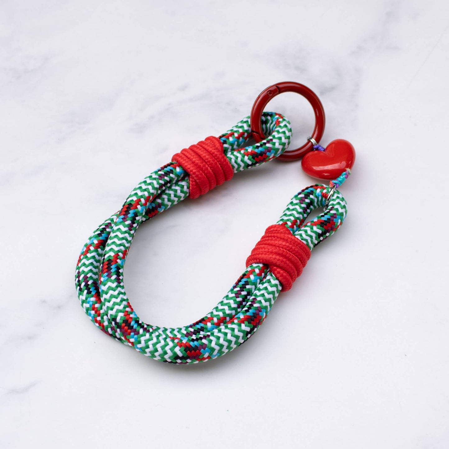 Rope Style Keychain with Heart Charm