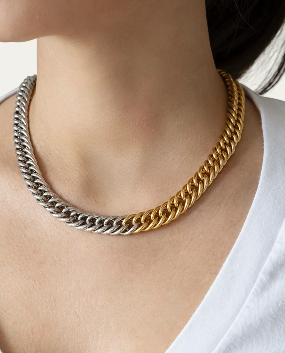 Mixed Metal Two Tone Chunky Chain Stainless Steel