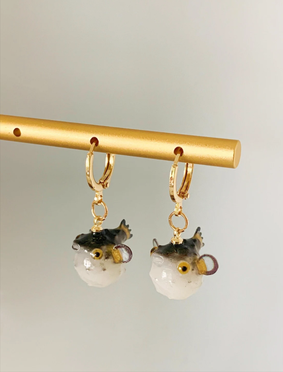 Unique Pufferfish Earrings
