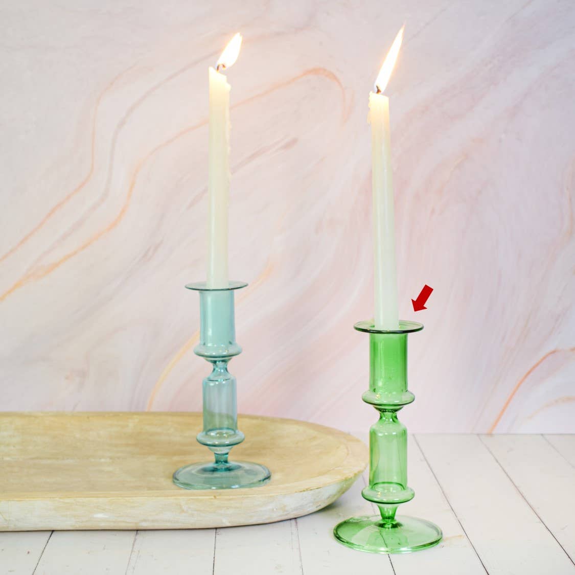 Vera Green Glass Candleholder
