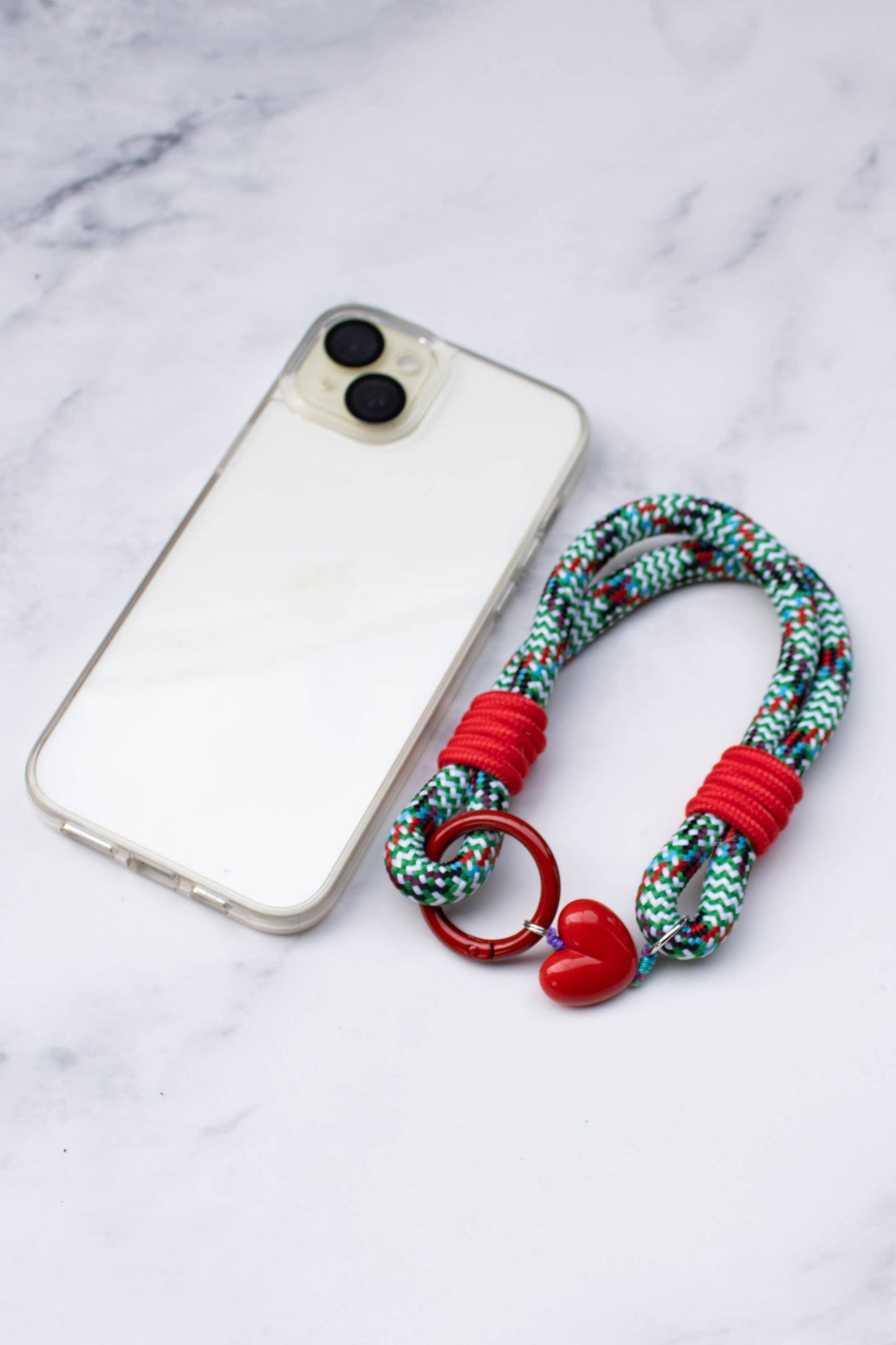 Rope Style Keychain with Heart Charm