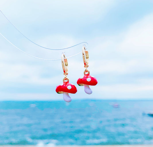 Dainty Mushroom Dangle Earrings