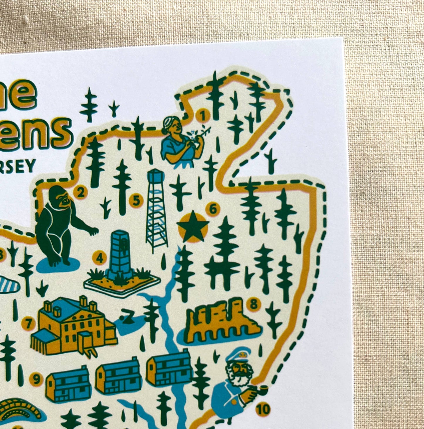 NJ Pine Barrens Map Post Card