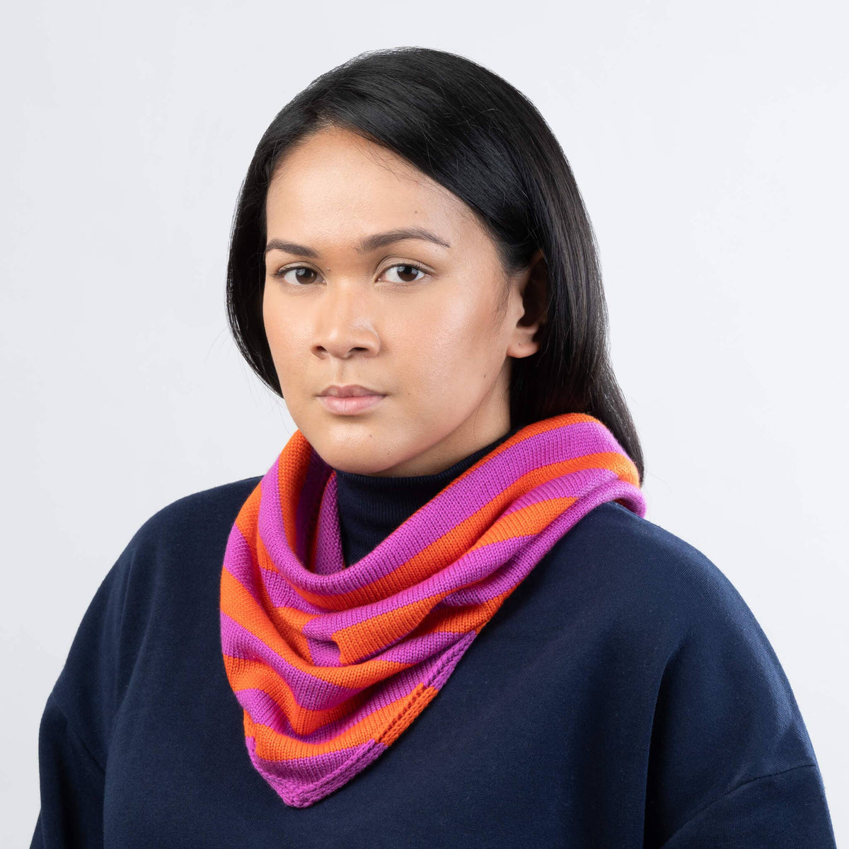 Simple Stripe Knit Triangle Scarf Neckerchief