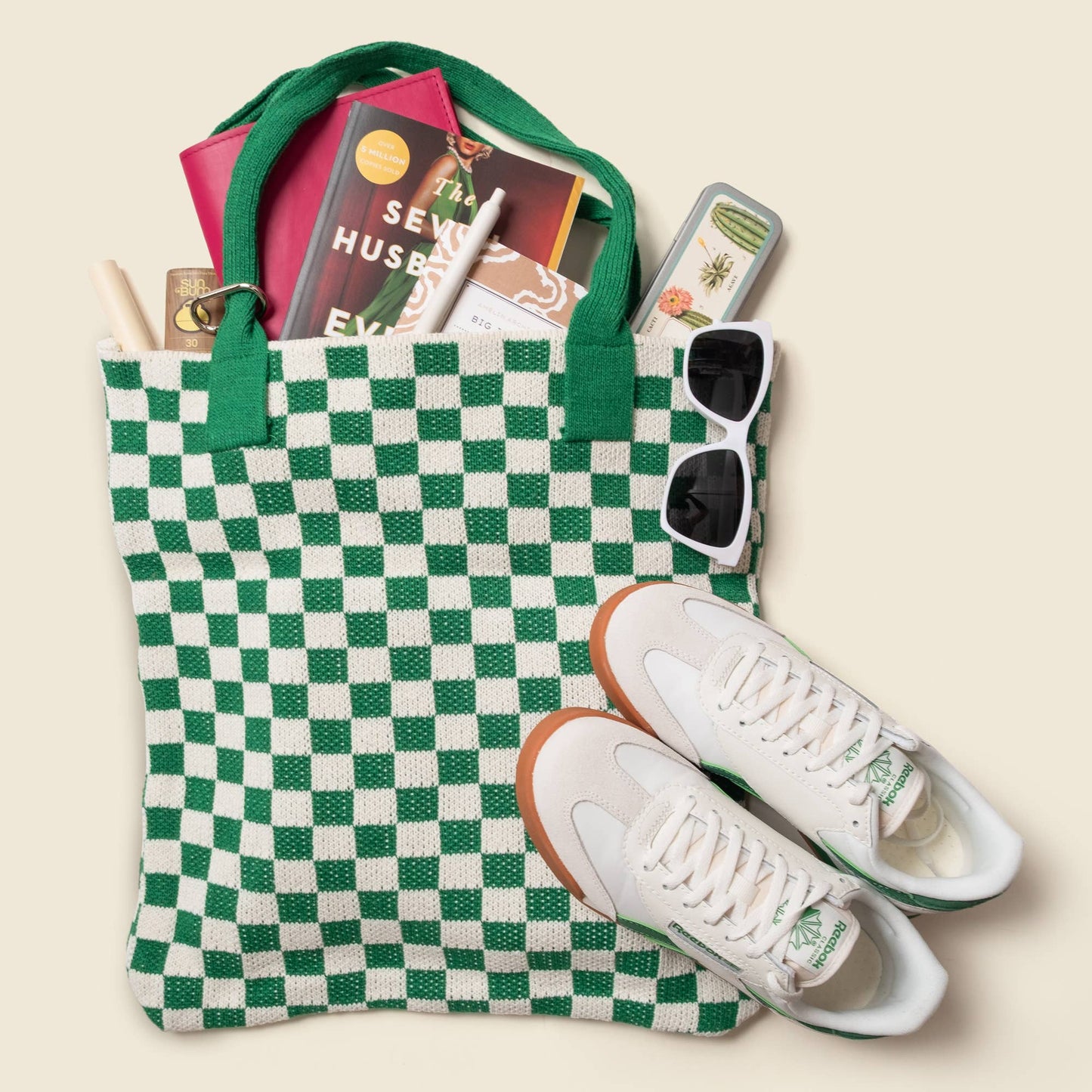 Green Checkered Tote Bag