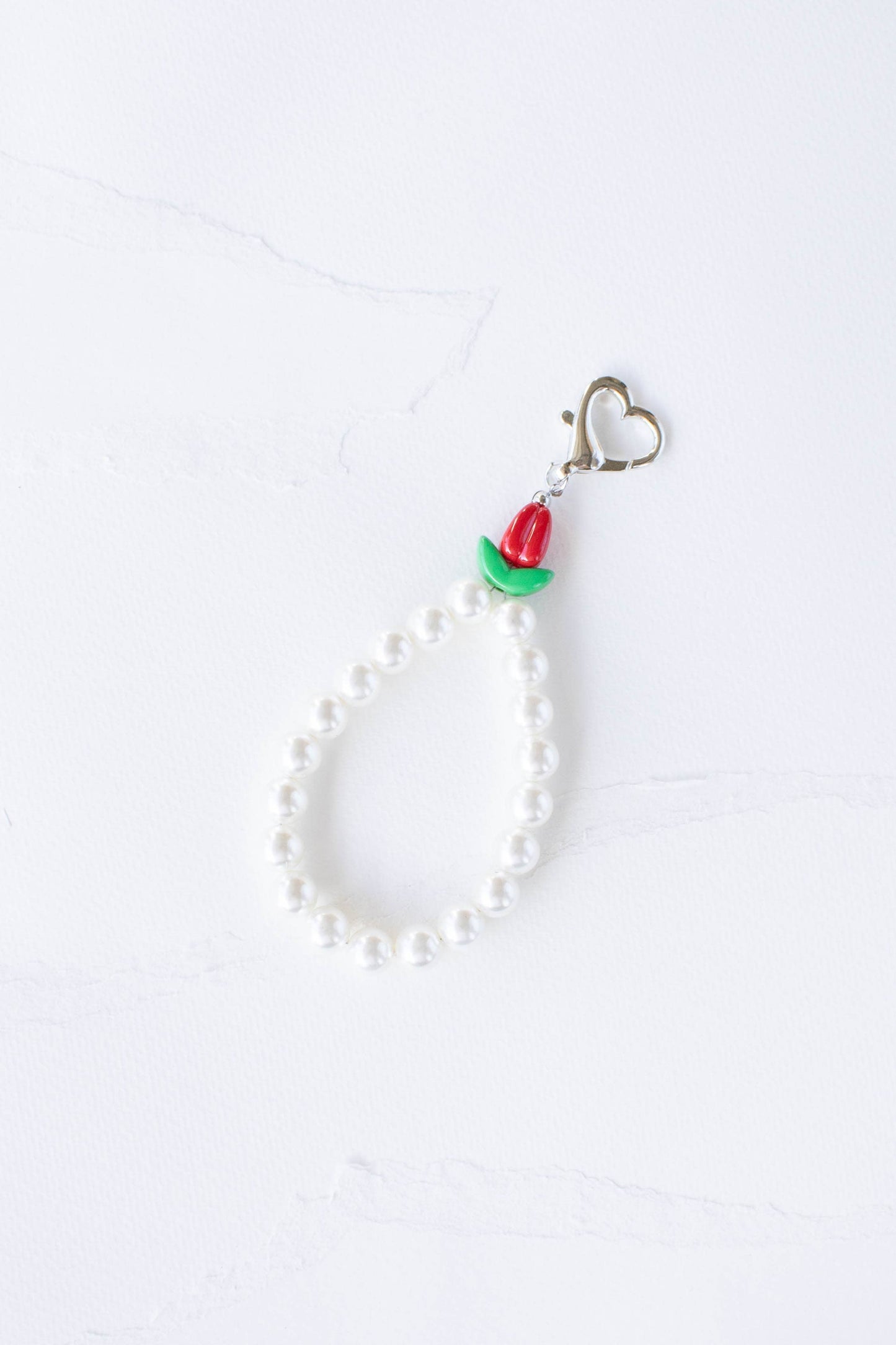 Faux Pearl & Tulip Bag Charm