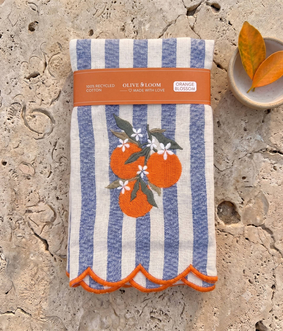 Orange Embroidered Recycled Cotton Napkins Set of 4