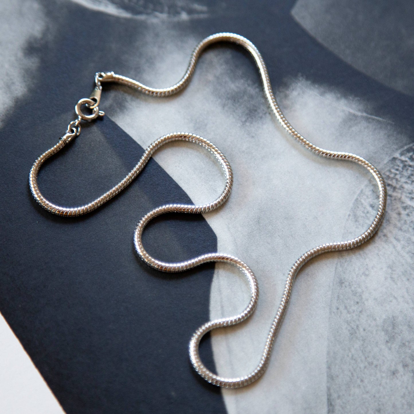 Vintage Round Silver Snake Chain Necklace