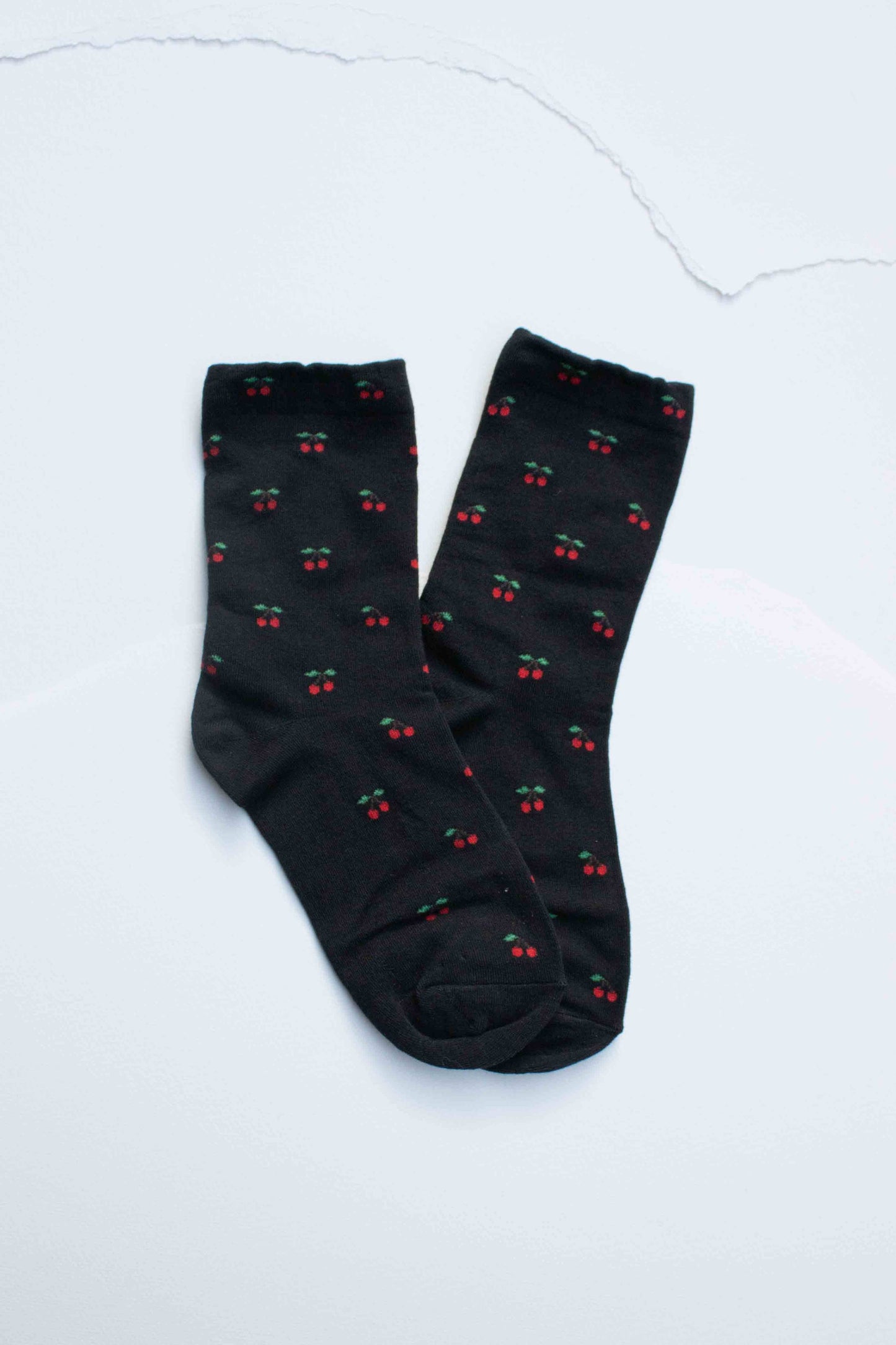 Cherry Pattern Cotton Blend Socks