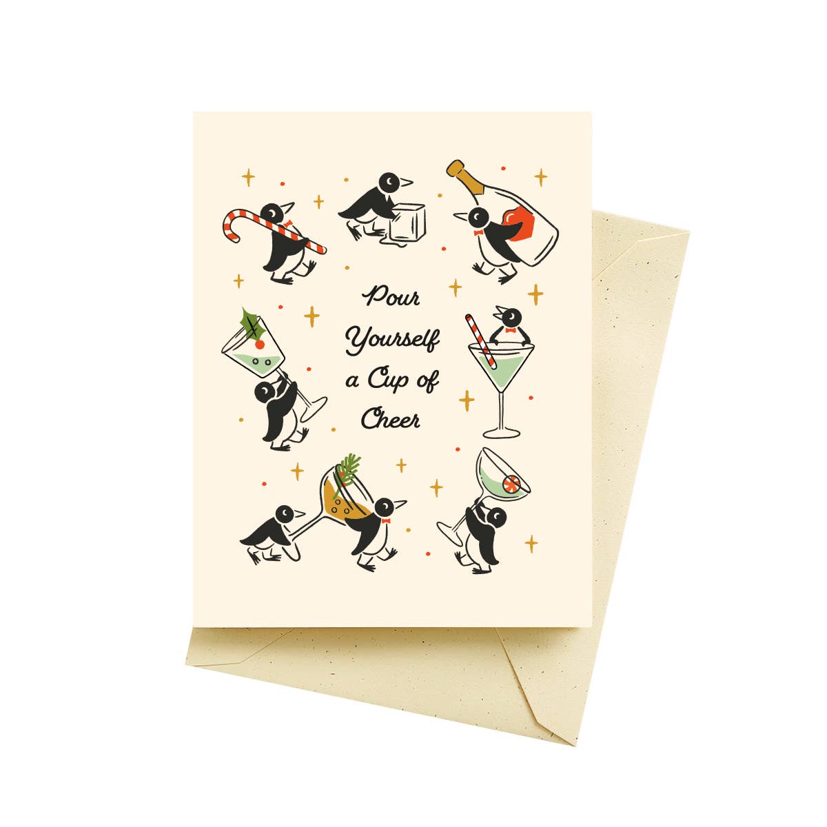 Penguin Cocktails Holiday Greeting Cards
