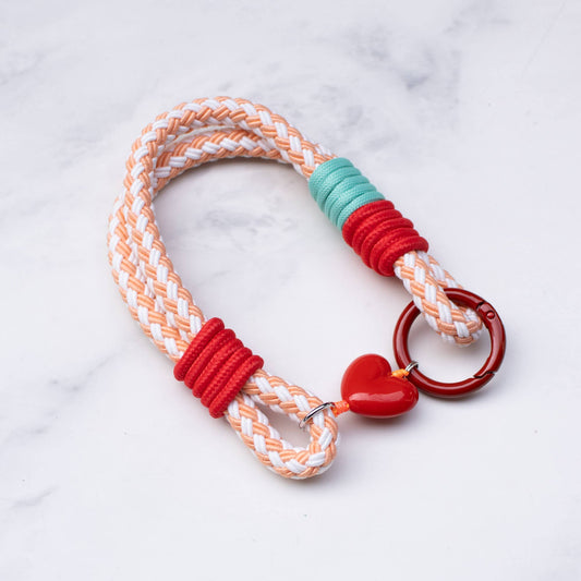 Rope Style Keychain with Heart Charm