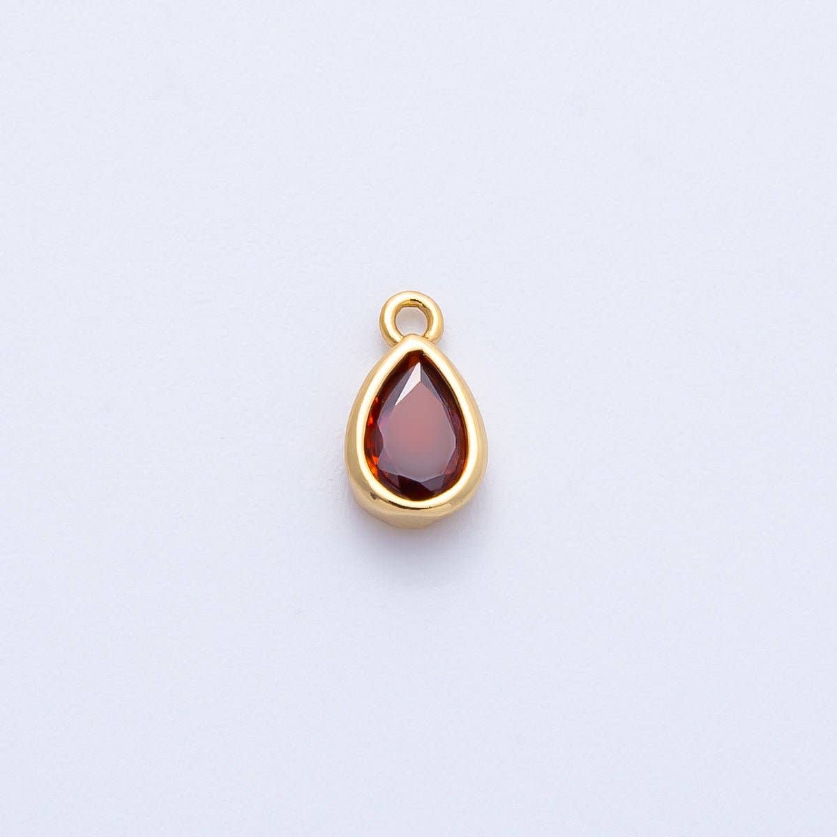 Garnet Teardrop Earring Charm 16k Gold Filled CZ