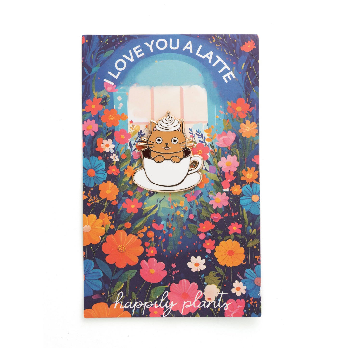 I Love You A Latte Cat Coffee Enamel Pin