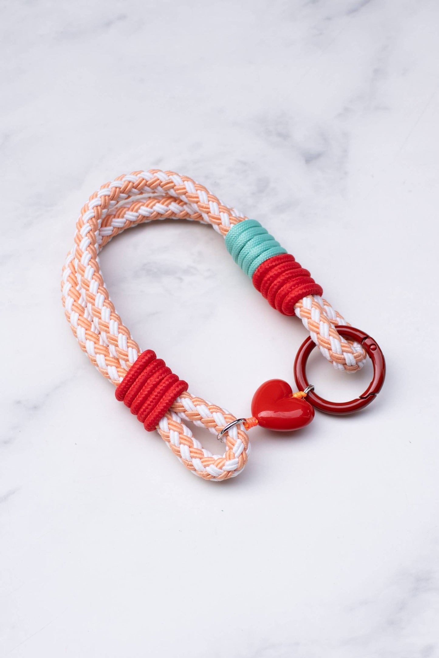 Rope Style Keychain with Heart Charm
