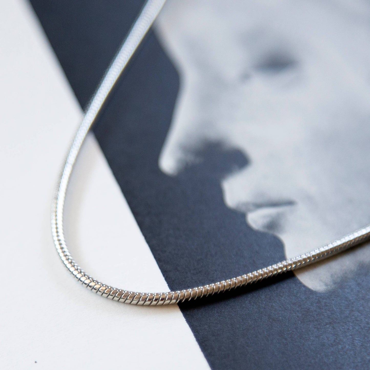 Vintage Round Silver Snake Chain Necklace