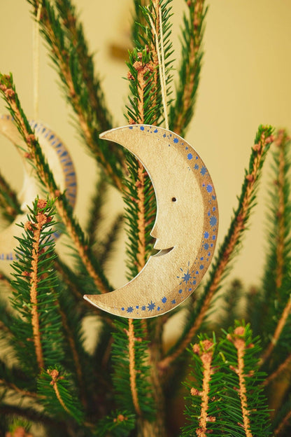 Shimmering Man on the Moon Paper Ornament