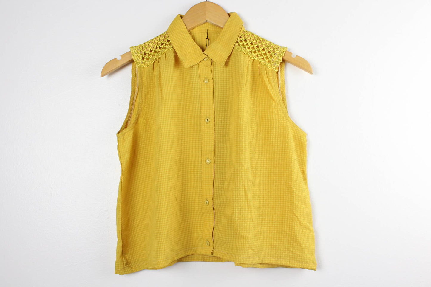 Upcycled Cropped Button-Up Blouse